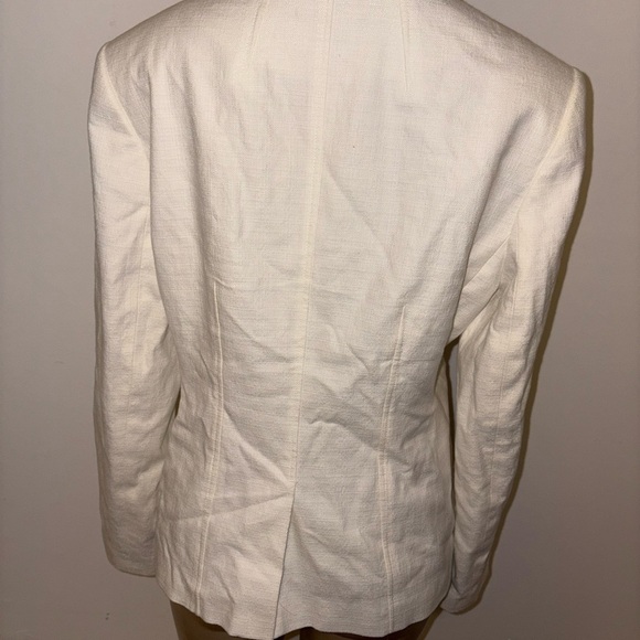 Ann Taylor Classy Ivory Cotton Blend Career Business Blazer Size 14 New - Picture 5 of 6